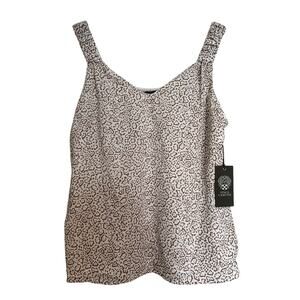 NWT Vince Camuto Ivory Animal Print Sleeveless V-Neck Blouse, Women’s XS